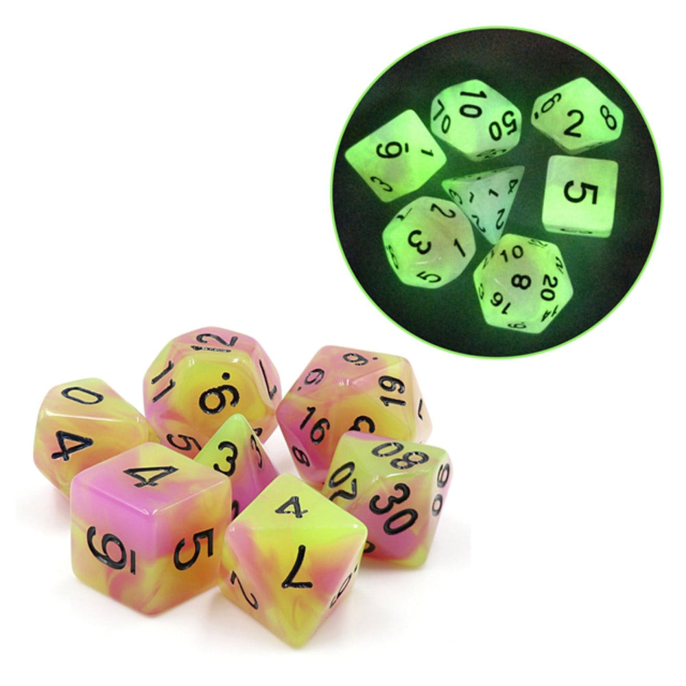 Foam Brain Games: Glow in the Dark Tulip RPG Dice Set