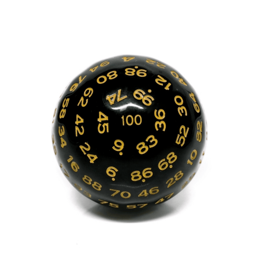 Foam Brain Games: 45mm D100 - Black Opaque with Yellow