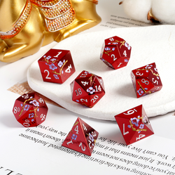 Dice Habit: Metal & Enamel Dice Set (7pcs) - Sakura Maroon