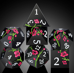 Dice Habit: Metal & Enamel Dice Set (7pcs) - Sakura Black