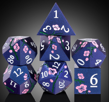 Dice Habit: Metal & Enamel Dice Set (7pcs) - Sakura Blue