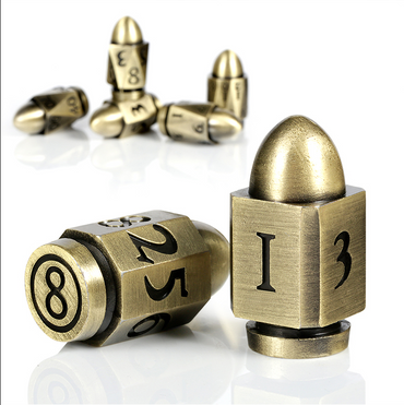 Dice Habit: Metal & Enamel Dice Set (7pcs) - Bullet Brass