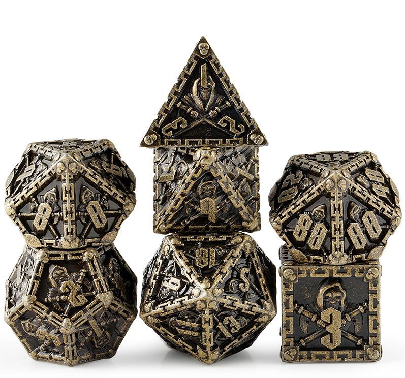Dice Habit: Metal & Enamel Dice Set (7 pcs) - Reaper Bronze