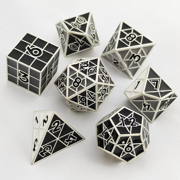 Foam Brain Games: Puzzle Cube Shades of Grey - Metal 8 piece Dice Set