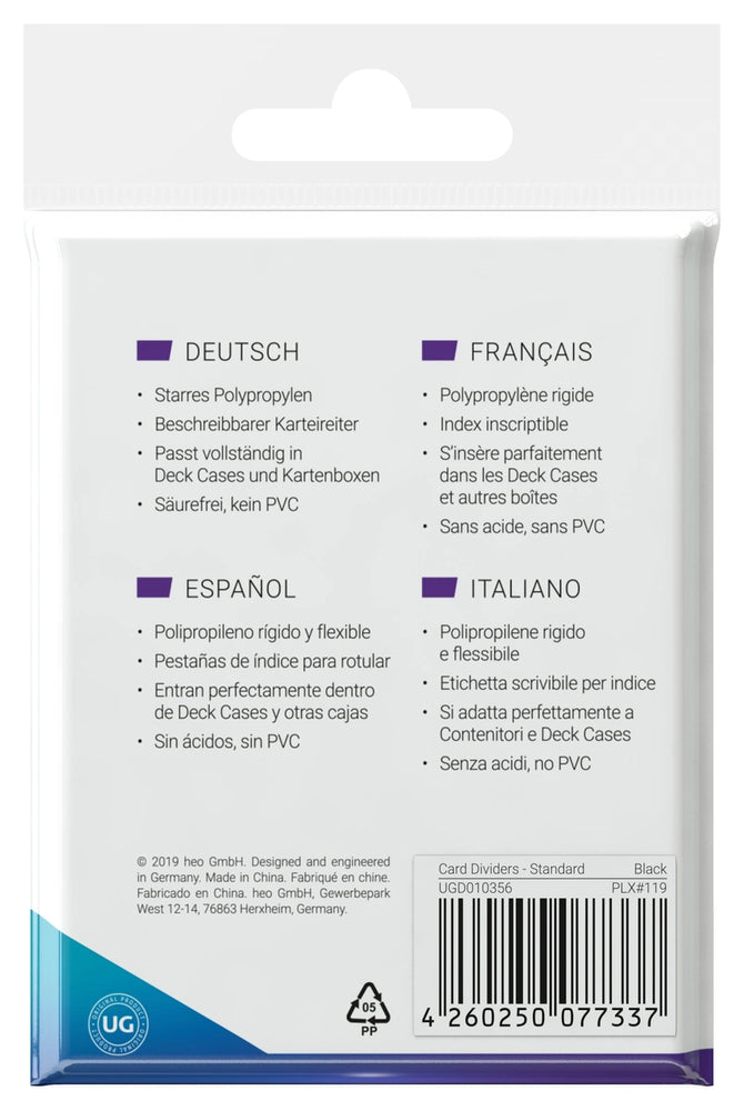 Ultimate Guard: Card Dividers - Black (Standard Size)