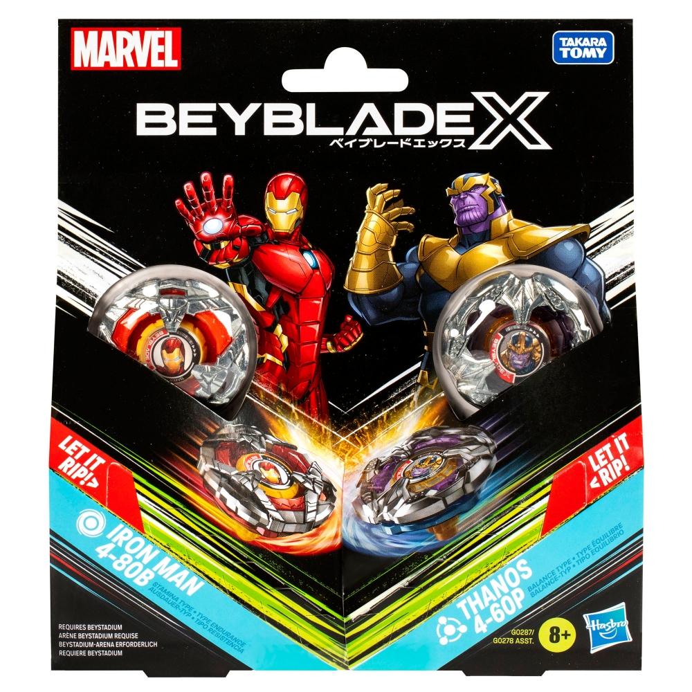 Beyblade X: Marvel Collab Iron Man 4-80B vs. Thanos 4-60B