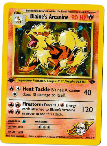 Blaine's Arcanine (1/132) [Gym Challenge 1st Edition] (Actual Scans)