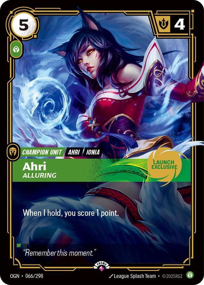 Ahri, Alluring (Launch Exclusive) (066/298) [Riftbound Promotional Cards]