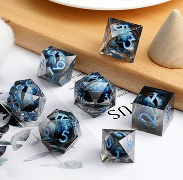 Dice Habit: Sharp Edge Dice Set (7pcs) - Blue Dragon Eye