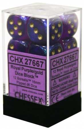 Dice: Borealis Royal Purple/gold 16mm Dice Block (CHX 27787)