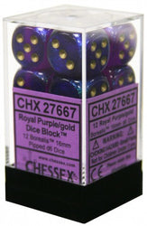 Dice: Borealis Royal Purple/gold 16mm Dice Block (CHX 27787)