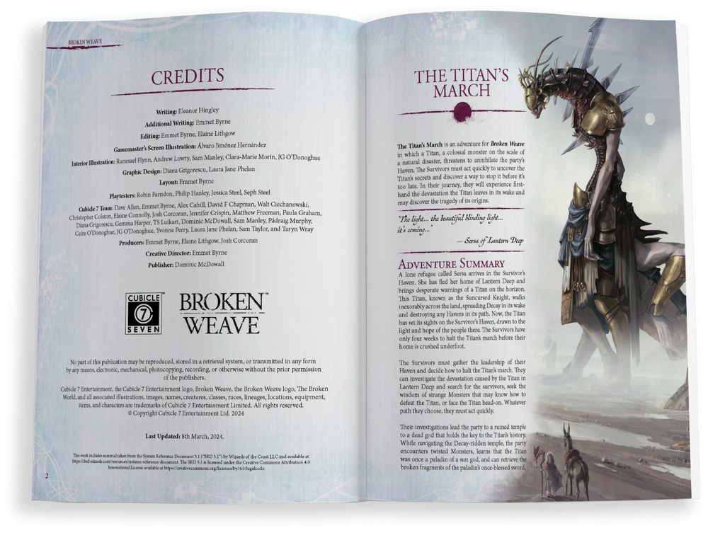 Broken Weave Gamemaster's Screen (5th edition)