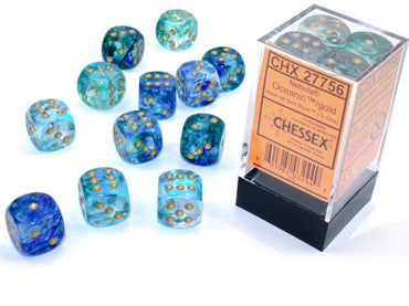 Dice: Nebula Oceanic/Gold 16mm Dice Block (CHX 27756)