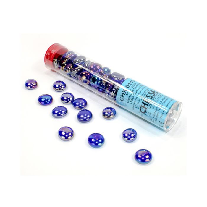 Chessex: Glass Stones Tube Crystal Dark Blue Iridized (40) (CHX 01176)