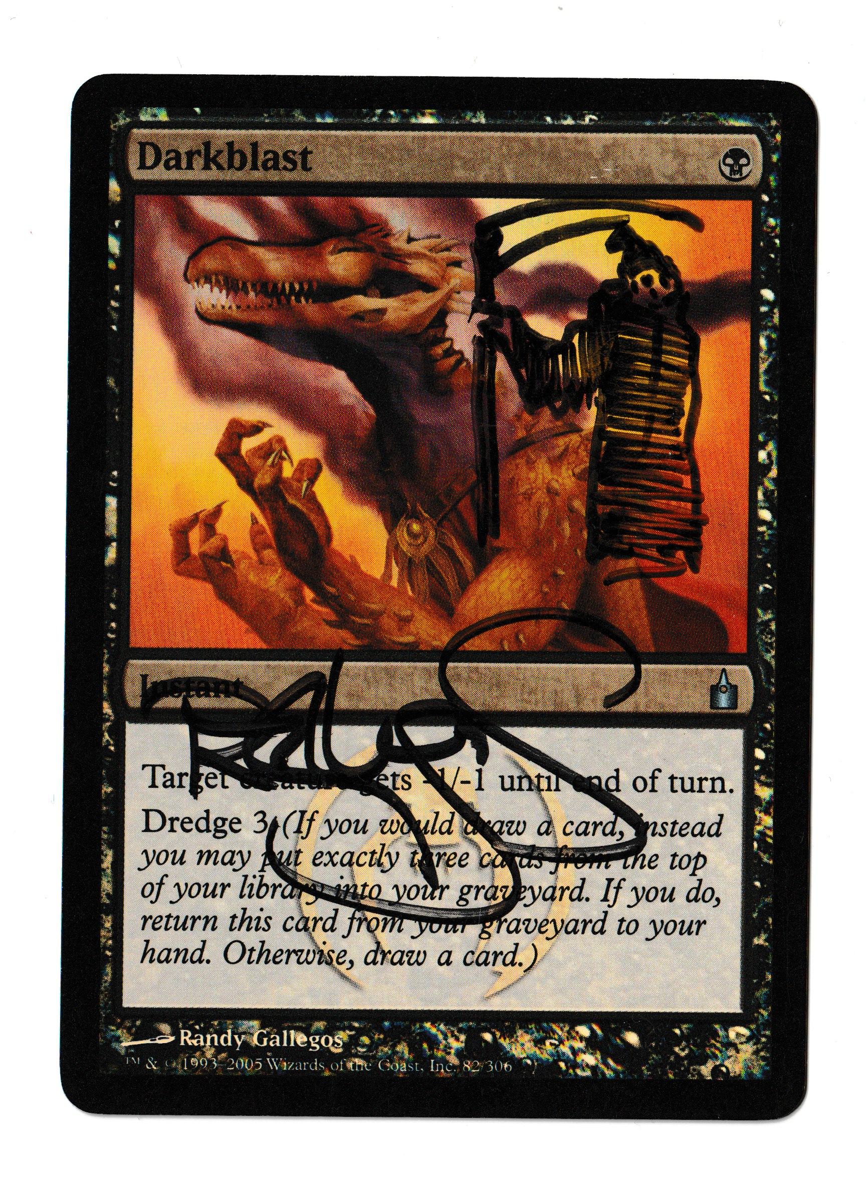 Darkblast (Foil Signed Altered) [Ravnica: City of Guilds]