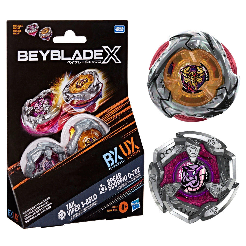 Beyblade X: Tail Viper 3-85LO & Spear Scorpio 0-70Z Dual Pack Set