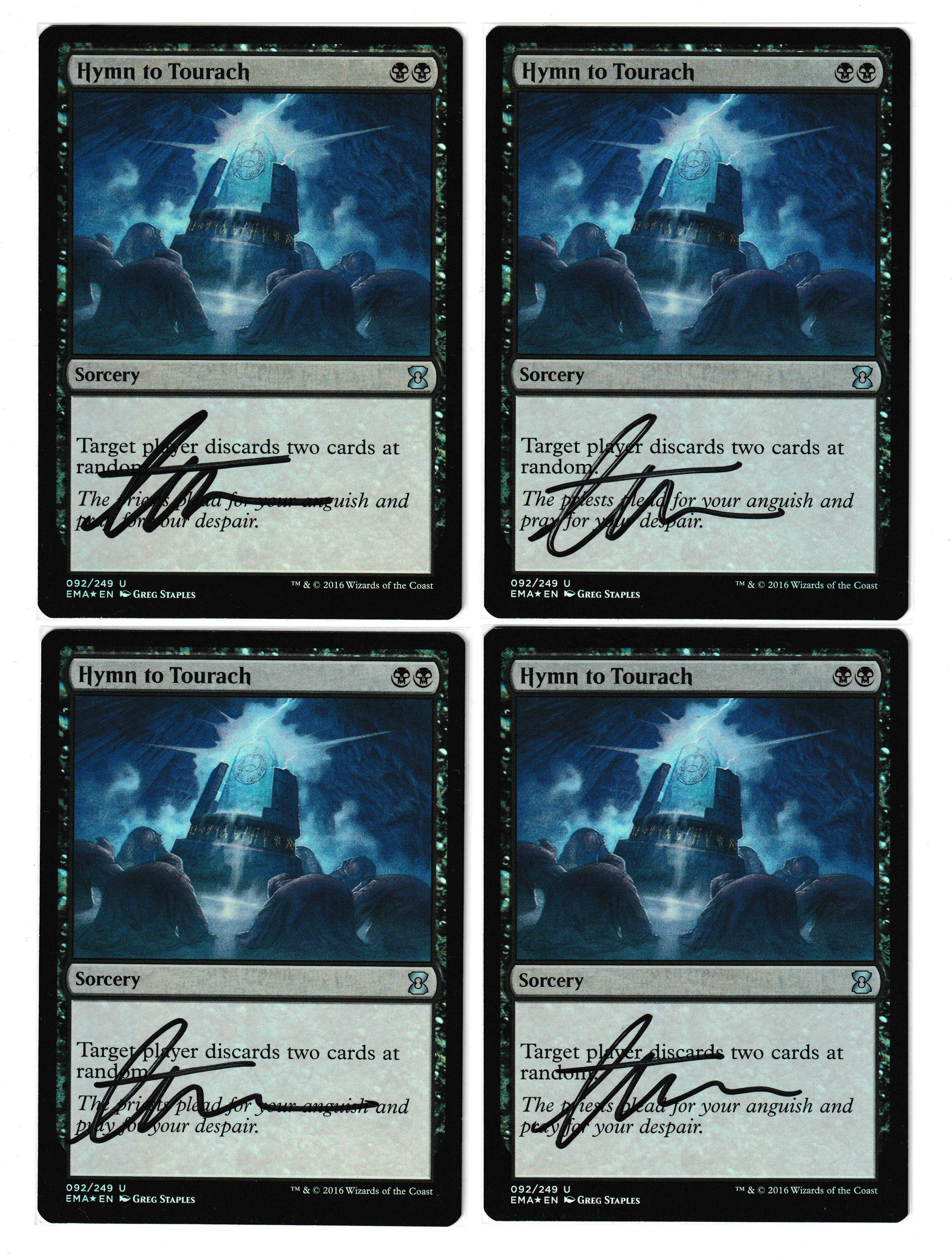 Hymn to Tourach - Foil Signed Playset [Eternal Masters]