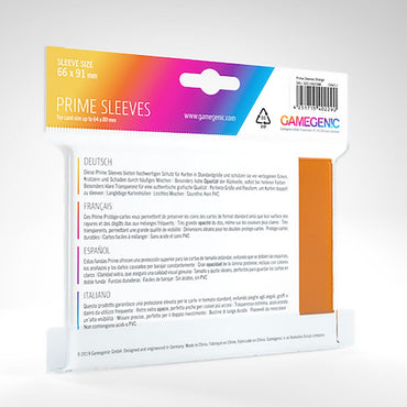 Gamegenic: Prime Sleeves Standard Size - Orange (66 x 91mm)