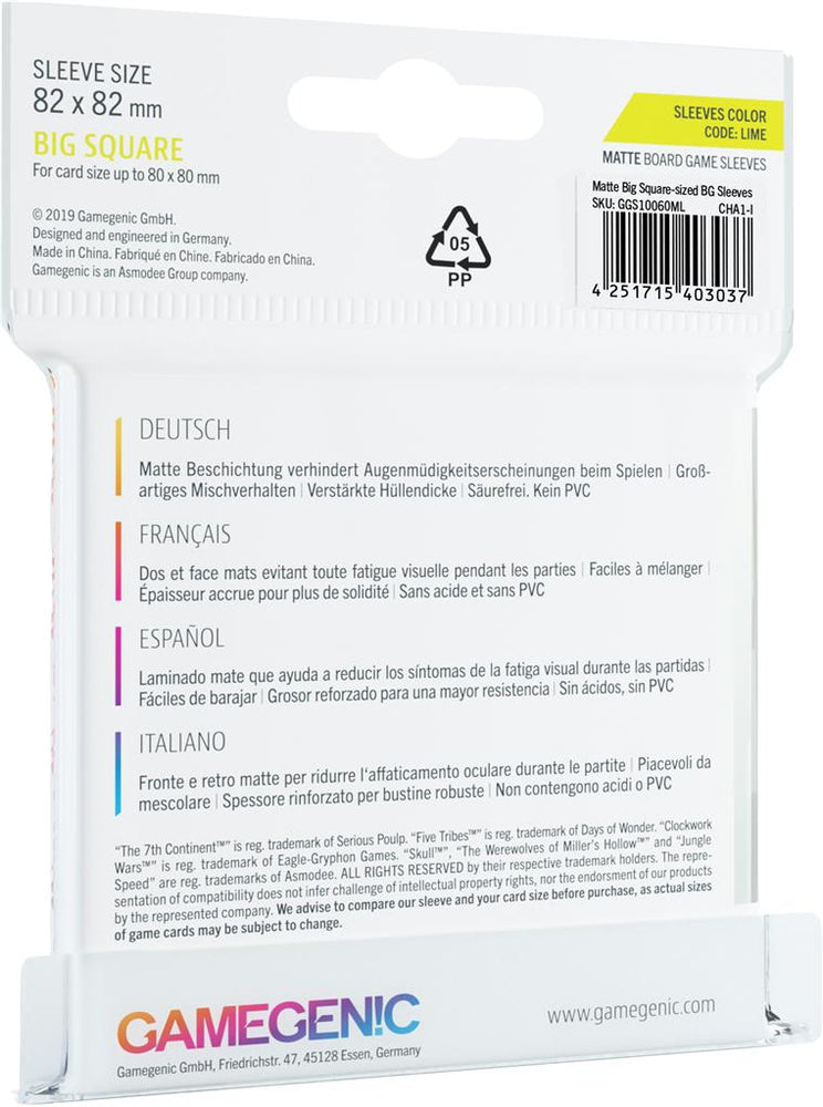 Gamegenic: Big Square Board Game Sleeves - Matte (50)