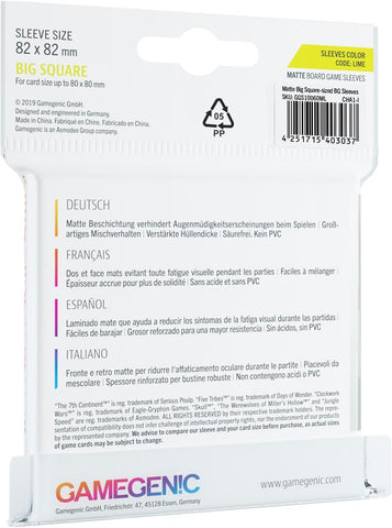 Gamegenic: Big Square Board Game Sleeves - Matte (50)