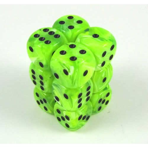 Chessex: Vortex Bright Green/Black 16mm Dice Block (CHX 27630)