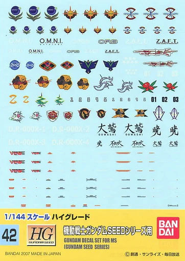 Gundam: Decal #042 for 1/144 HG Gundam SEED MS