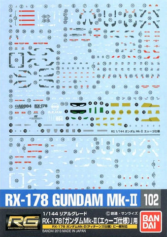 Gundam: Decal #102 for 1/144 RG #08 Gundam Mk-II A.E.U.G. ver.