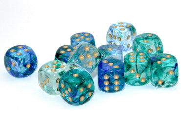 Dice: Nebula Oceanic/Gold 16mm Dice Block (CHX 27756)