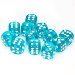 Chessex: Translucent Teal/White 16mm Dice Block (CHX 23615)