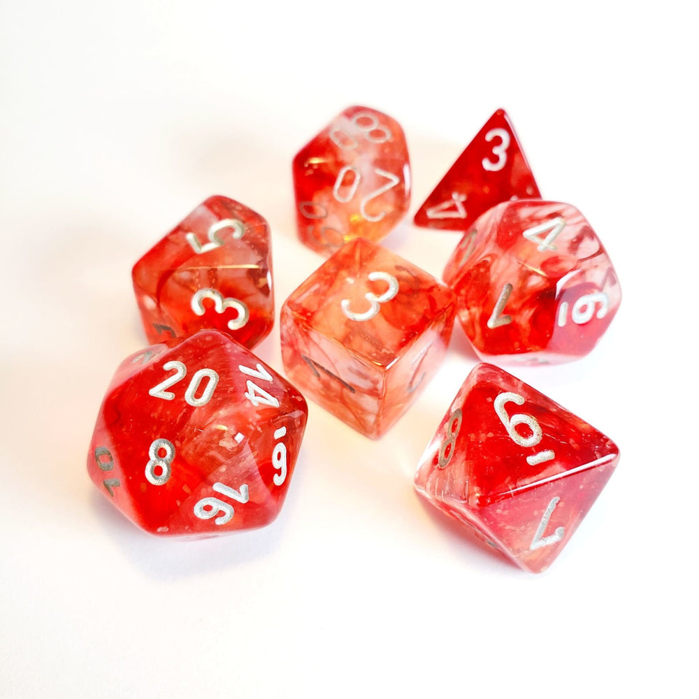 Chessex: Nebula Polyhedral Red/Silver Luminary (CHX 27554)