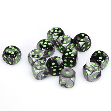 Dice: Gemini Black-Grey/Green 16mm Dice Block (CHX 26645)