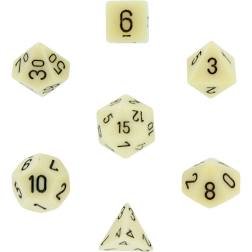 Chessex: Opaque Ivory/Black Polyhedral 7-Die Set  (CHX25400)