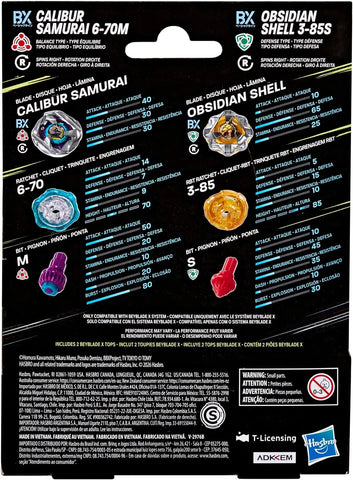 Beyblade X: Calibur Samurai 6-70M & Obisian Shell 3-85S