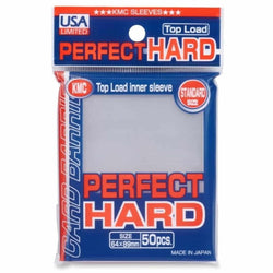 KMC SLEEVES: FULL SIZED "HARD" PERFECT CLEAR: USA LABEL (50CT)