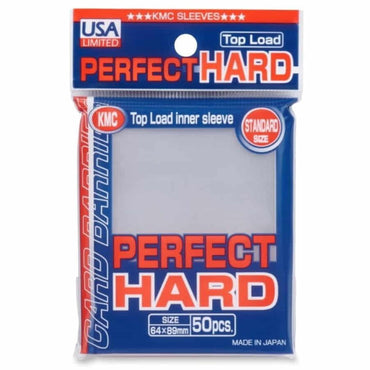 KMC SLEEVES: FULL SIZED "HARD" PERFECT CLEAR: USA LABEL (50CT)