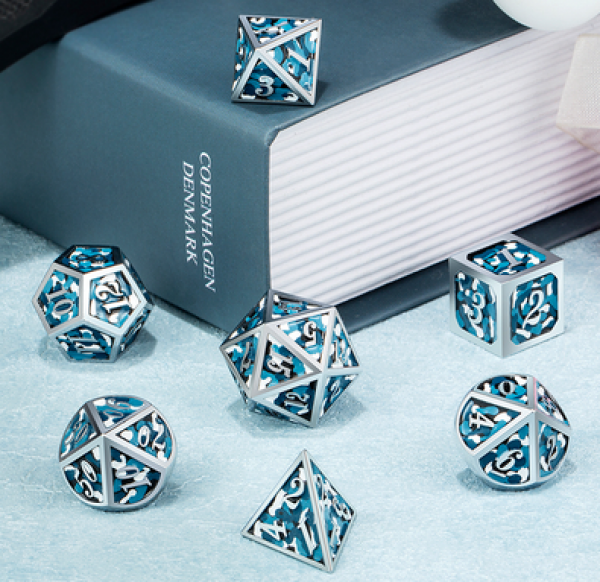 Dice Habit: Metal & Enamel Dice Set - Blue Camouflage