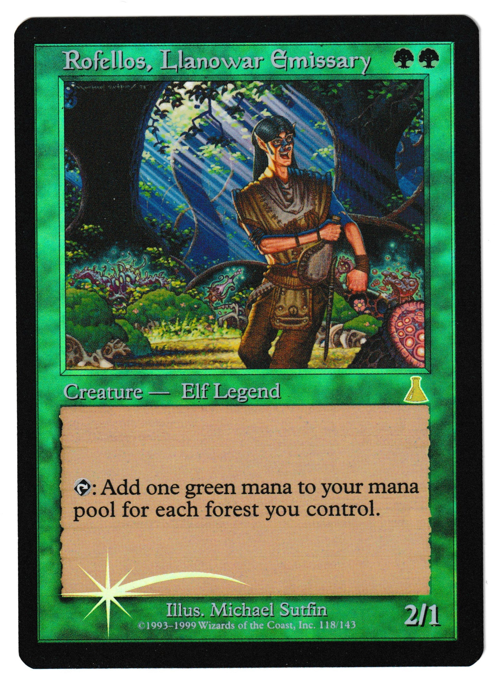 Rofellos, Llanowar Emissary (Foil) [Urza's Destiny] (Actual Scans)