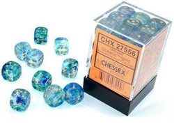 Chessex: Nebula Oceanic/Gold Luminary 12mm Dice Block (CHX 27956)