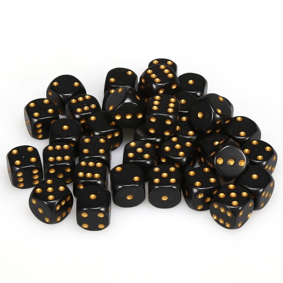 Chessex: Opaque Black/Gold 12mm Dice Block (CHX 25828)