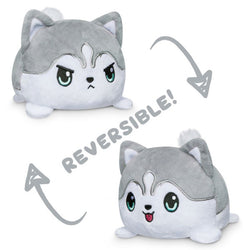 Plushie: Reversible Husky - Happy Gray & Angry Gray