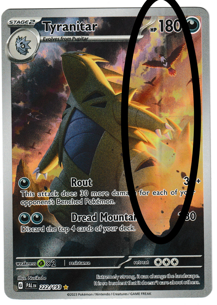 Tyranitar (222/193) (Misprint - Foil Bubble) [Scarlet & Violet: Paldea Evolved] (Actual Scans)