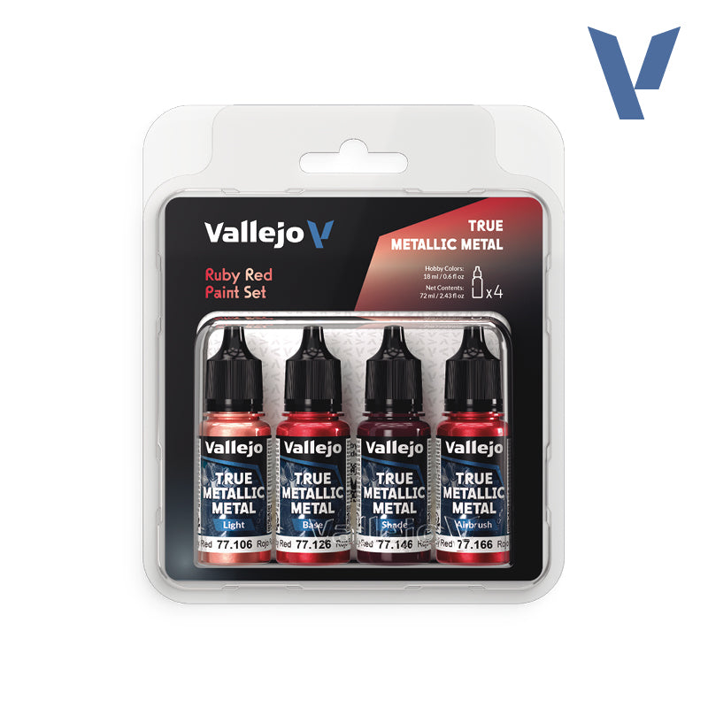 Vallejo True Metallic Metal Set: Ruby Red (4 Color Set) (18 ml)