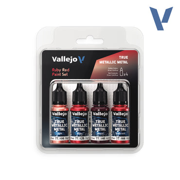 Vallejo True Metallic Metal Set: Ruby Red (4 Color Set) (18 ml)
