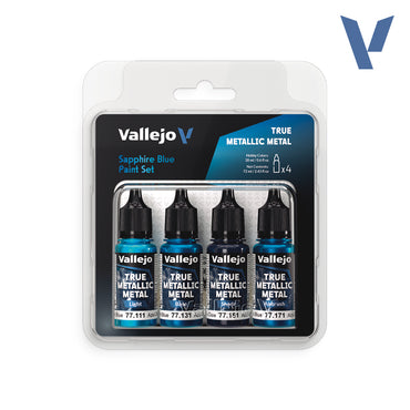 Vallejo True Metallic Metal Set: Sapphire Blue (4 Color Set) (18 ml)
