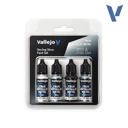 Vallejo True Metallic Metal Set: Sterling Silver (4 Color Set) (18 ml)
