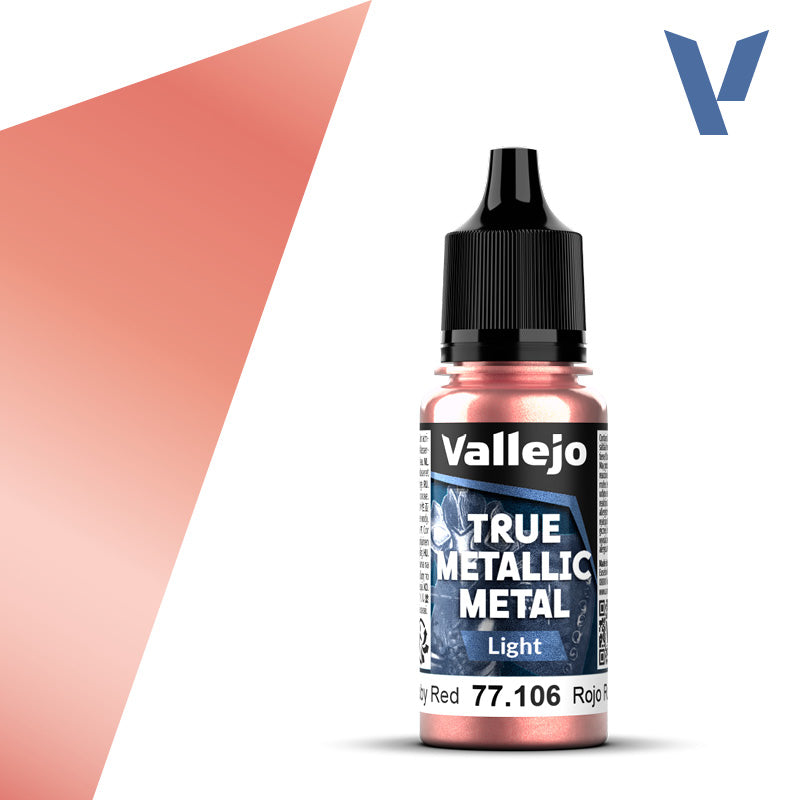 Vallejo True Metallic Metal: Light - Ruby Red (18 ml)