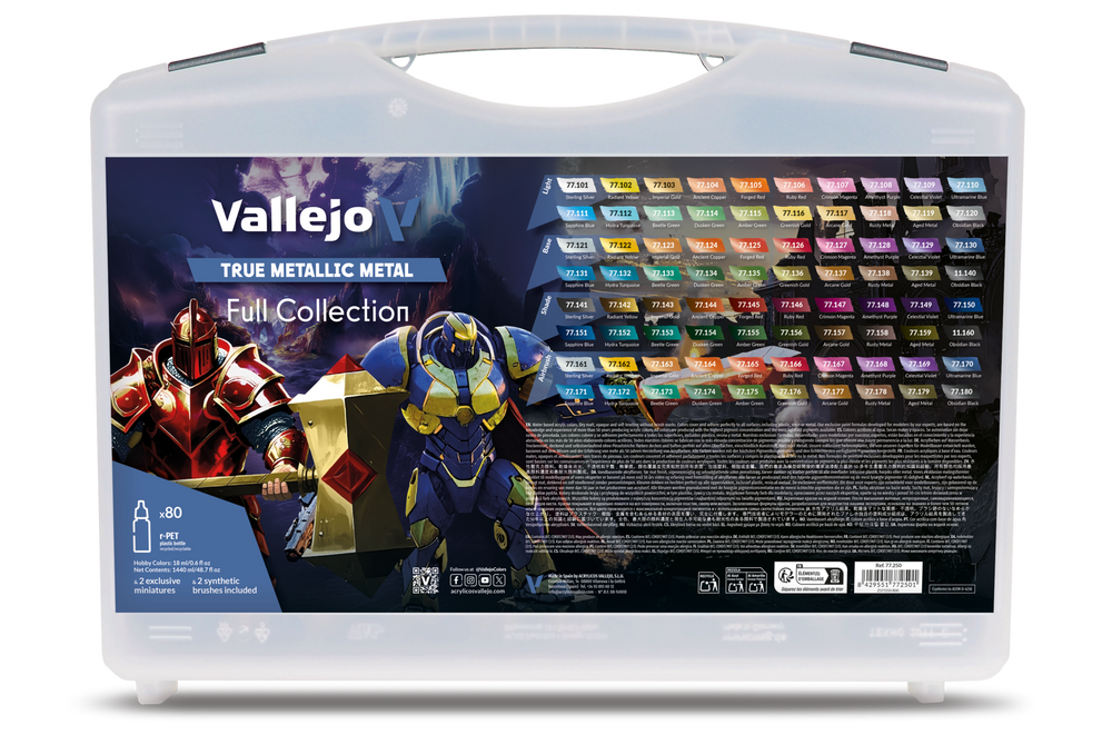 Vallejo: True Metallic Metal Case - Full Collection (80 Color Set), 18 ml.