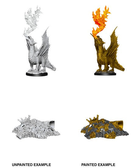 D&D Nolzur's Marvelous Miniatures Wave 11 Gold Dragon Wyrmling & Small Treasure Pile